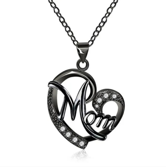 Boutique Jewelry - Black Heart MOM Pendant Necklace